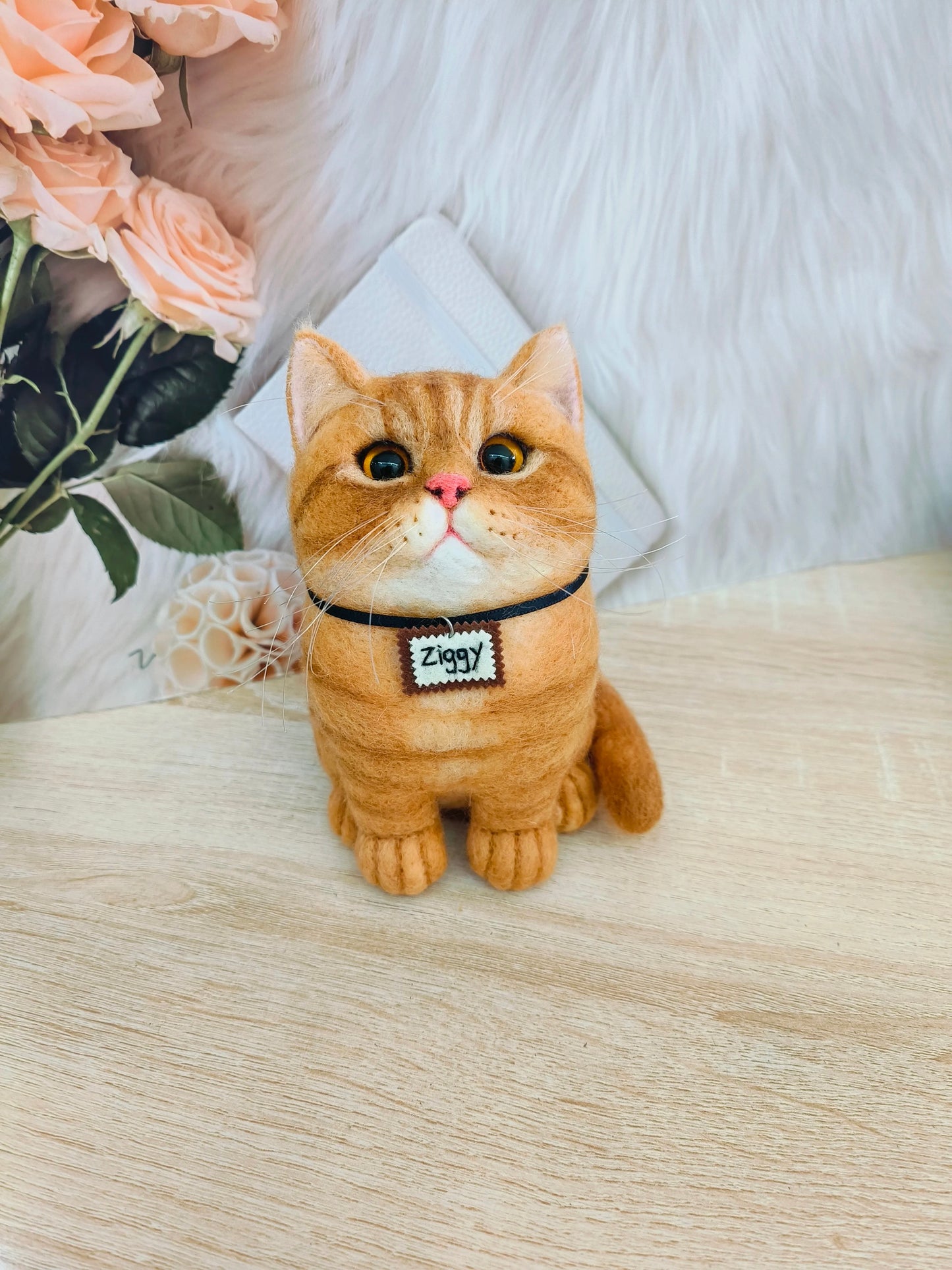 (1.5 MONTHS WAIT) Full body customization, wool felt DIY, simulated pet cat and puppy, gift living room ornament
