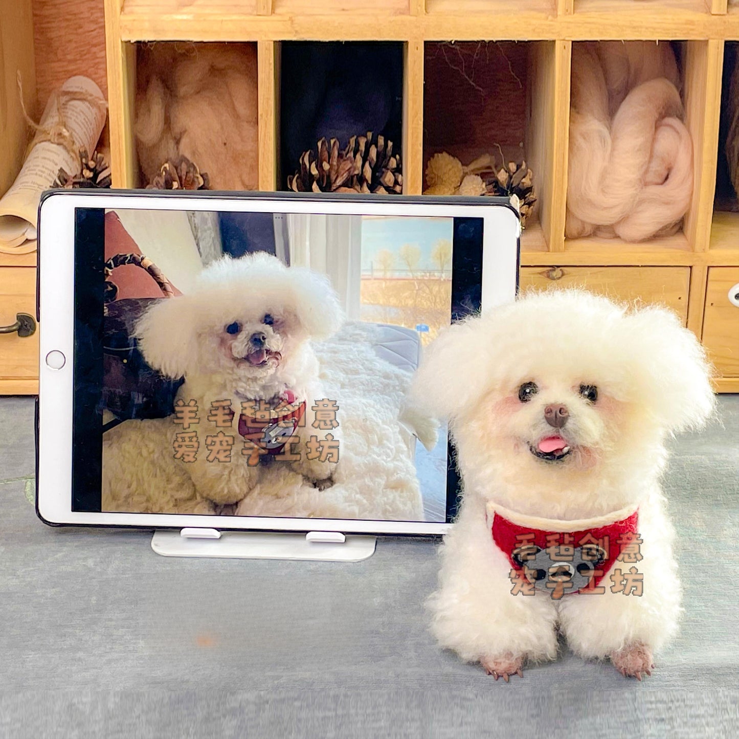 (1.5 MONTHS WAIT) Full body customization, wool felt DIY, simulated pet cat and puppy, gift living room ornament