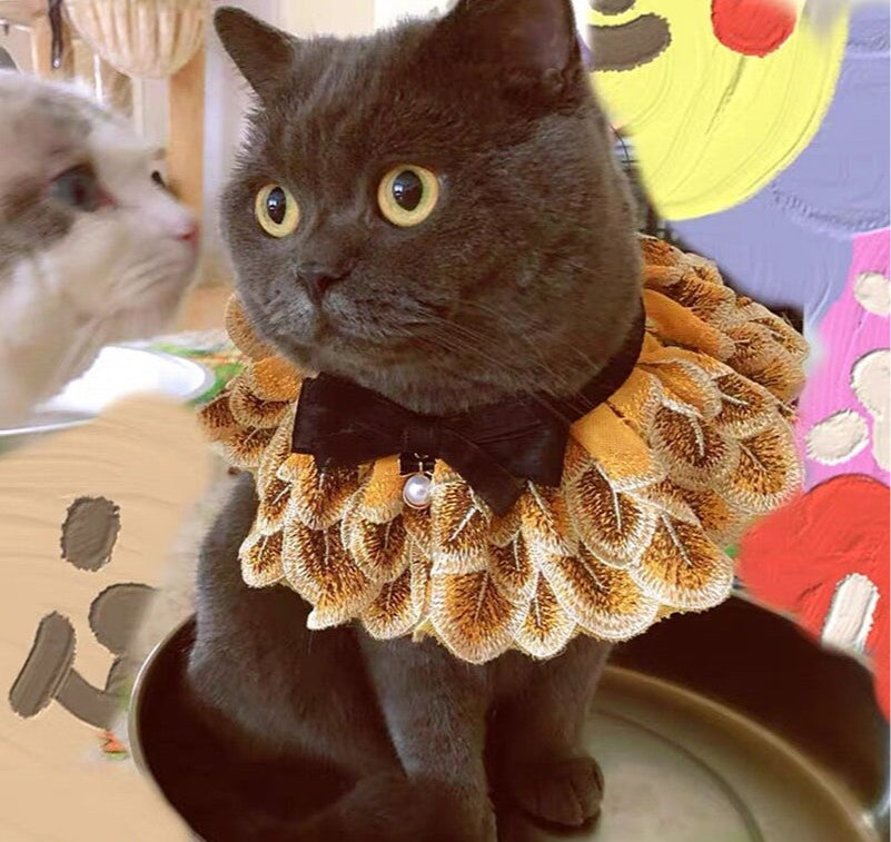 Hand-made saliva towel, cat/dog bib, collar, bow tie