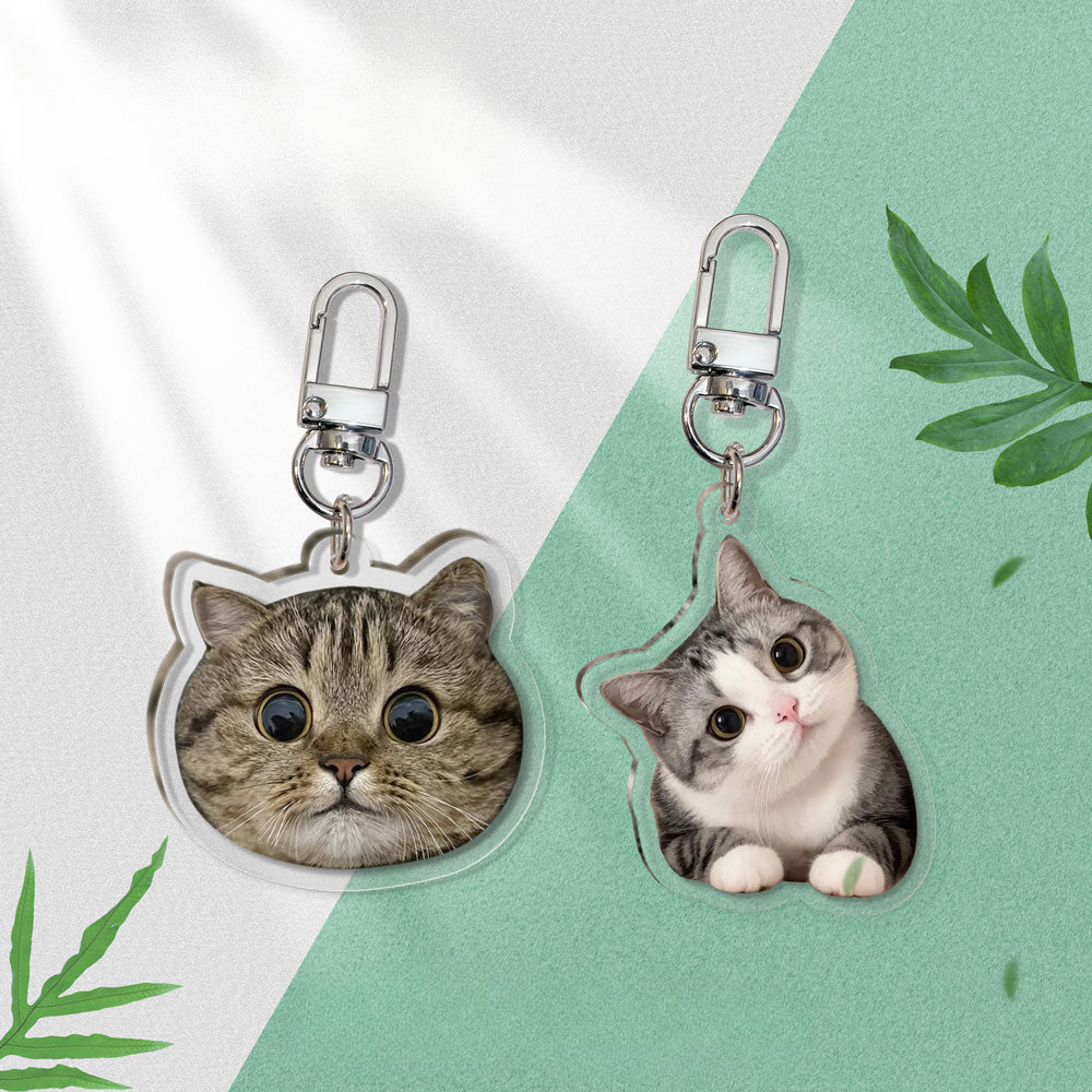 (1 WEEK WAIT) Pet keychain, custom acrylic photo, cat and dog pendant souvenir, transparent keychain
