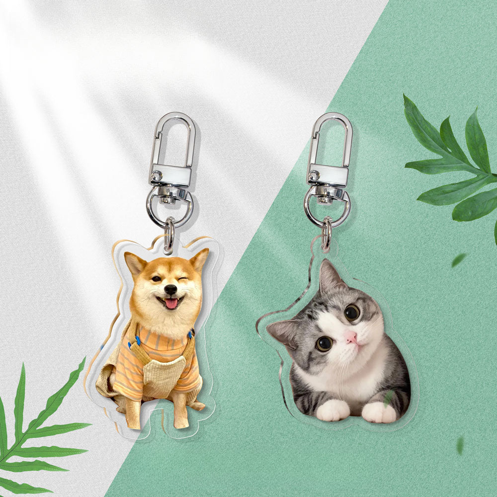 (1 WEEK WAIT) Pet keychain, custom acrylic photo, cat and dog pendant souvenir, transparent keychain