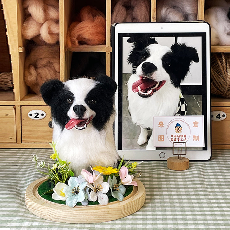 (1.5 MONTHS WAIT) Full body customization, wool felt DIY, simulated pet cat and puppy, gift living room ornament