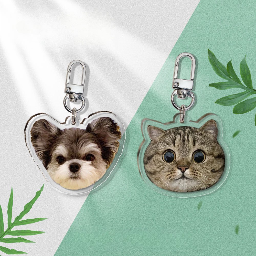 (1 WEEK WAIT) Pet keychain, custom acrylic photo, cat and dog pendant souvenir, transparent keychain