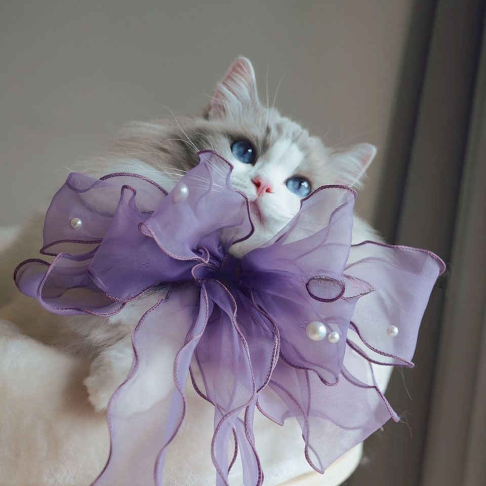 Hand-made cat/dog bow jewelry, saliva towel, collar scarf