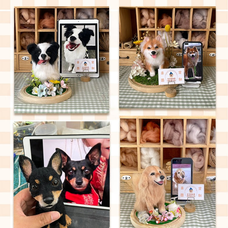 (1.5 MONTHS WAIT) Full body customization, wool felt DIY, simulated pet cat and puppy, gift living room ornament