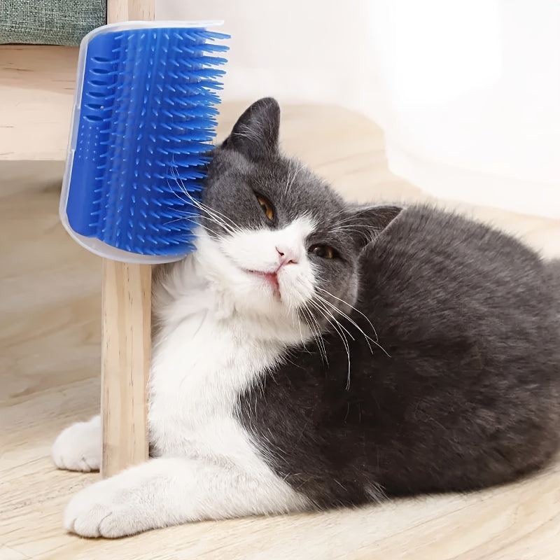 1pc Cat Self-Groomer Brush - Wall-Mounted, Washable, Removable Plastic Massage Comb & Corner Scratcher With Adhesive, Ideal For Short & Long Hair Cats
