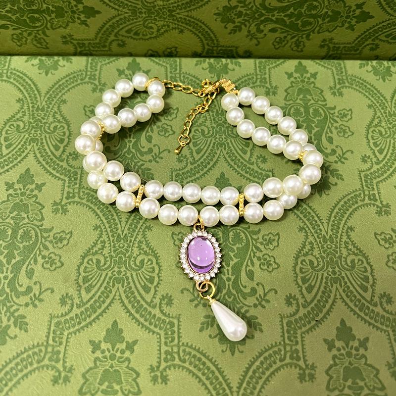 Pet necklace, extravagance, green gemstone multi-layer necklace, suitable for pets within 12kg
