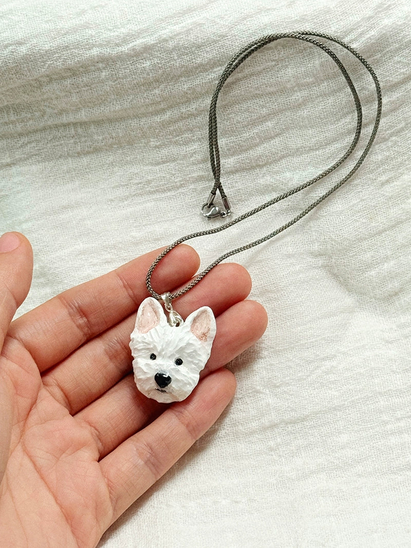 (1.5 MONTHS WAIT) Pet custom necklace, come to picture customization, dog cat rabbit bird souvenir, clay pure handmade