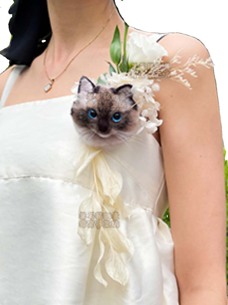 (1.5 MONTHS WAIT) Handmade picture customization, pet corsage brooch, bride and groom gifts, creative gifts, cats and dogs | Creative Pet Handicraft Workshop
