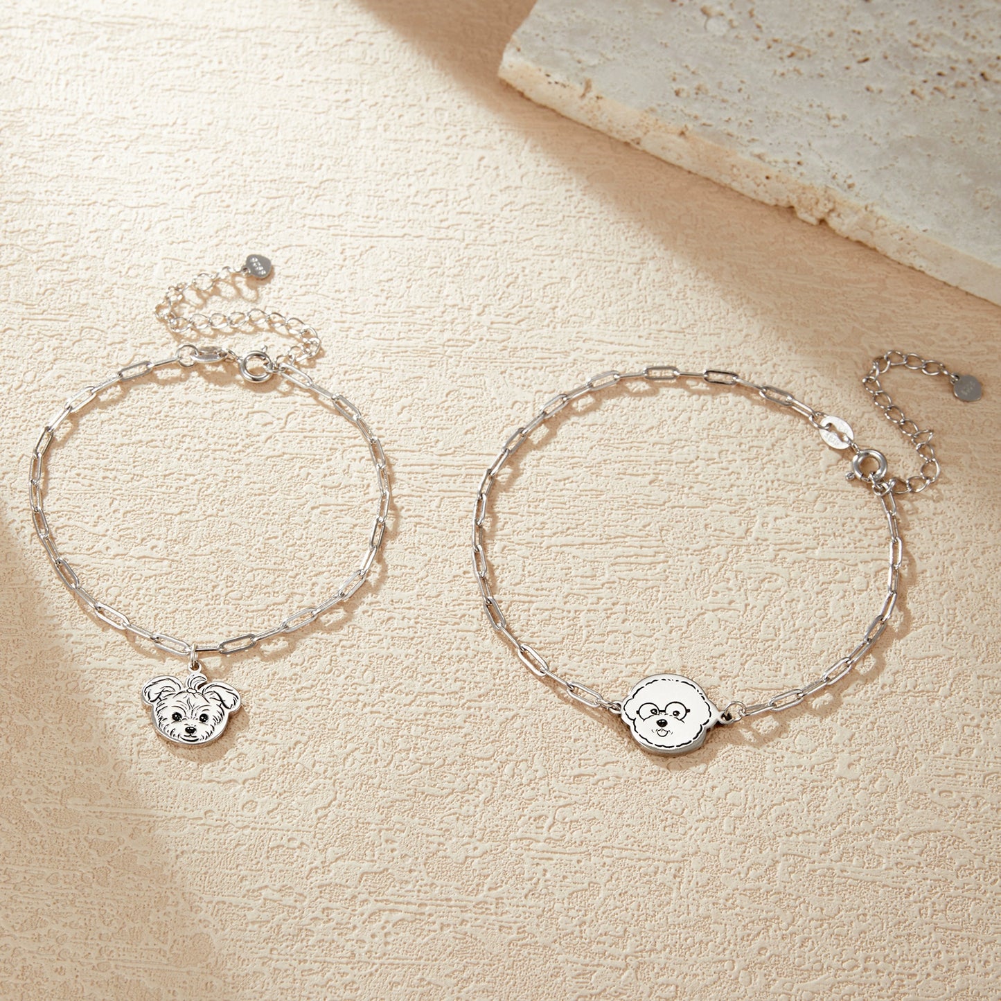 (3 WEEKS WAIT) Pet bracelet, sterling silver custom, DIY dog and cat avatar, photo pendant lettering