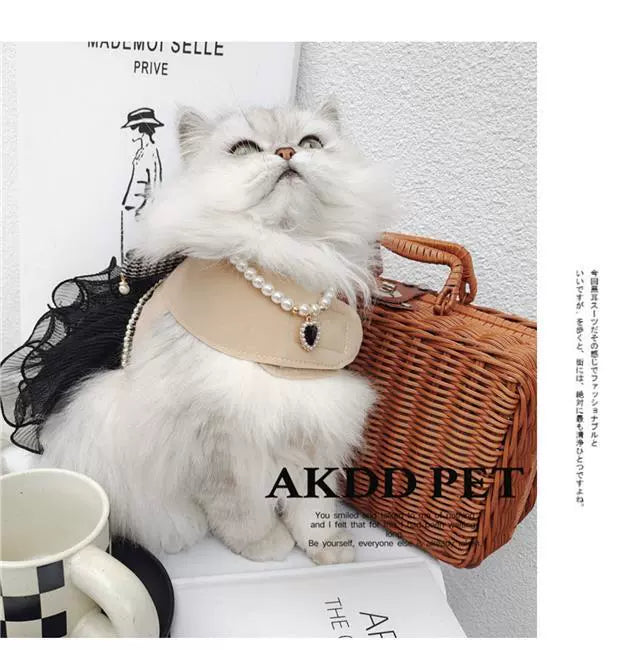 Hand-made cat/dog vest type leash, anti-break free small dog chest strap, princess dress clothes