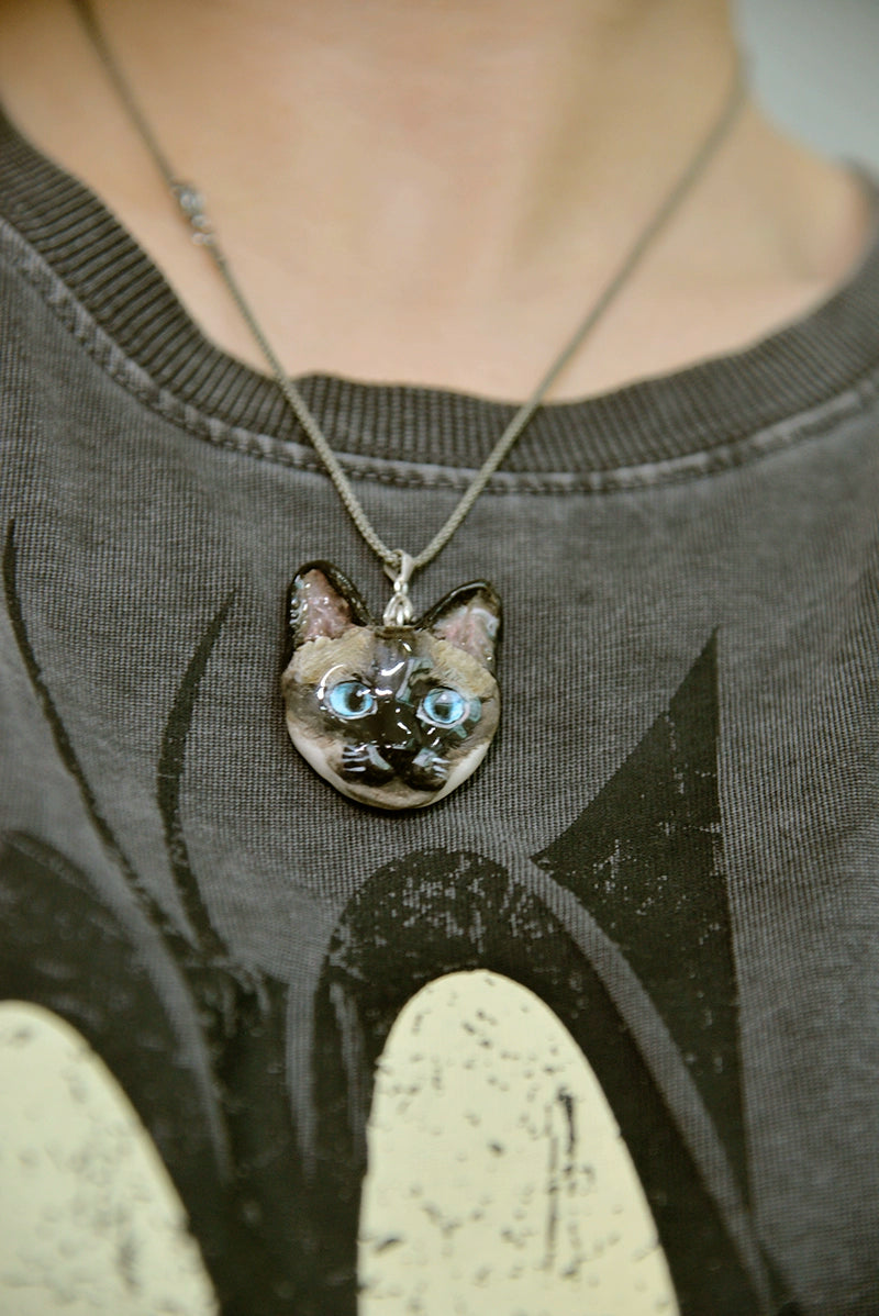 (1.5 MONTHS WAIT) Pet custom necklace, come to picture customization, dog cat rabbit bird souvenir, clay pure handmade