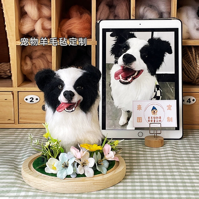 (1.5 MONTHS WAIT) Full body customization, wool felt DIY, simulated pet cat and puppy, gift living room ornament