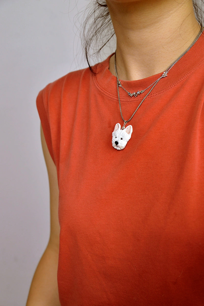 (1.5 MONTHS WAIT) Pet custom necklace, come to picture customization, dog cat rabbit bird souvenir, clay pure handmade