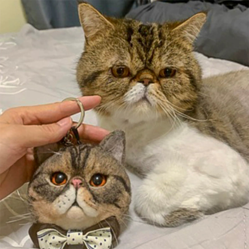 (1.5 MONTHS WAIT) Cat and dog avatar simulation custom DIY doll needle stick finished key ring bag hanging | Creative Pet Handicraft Workshop