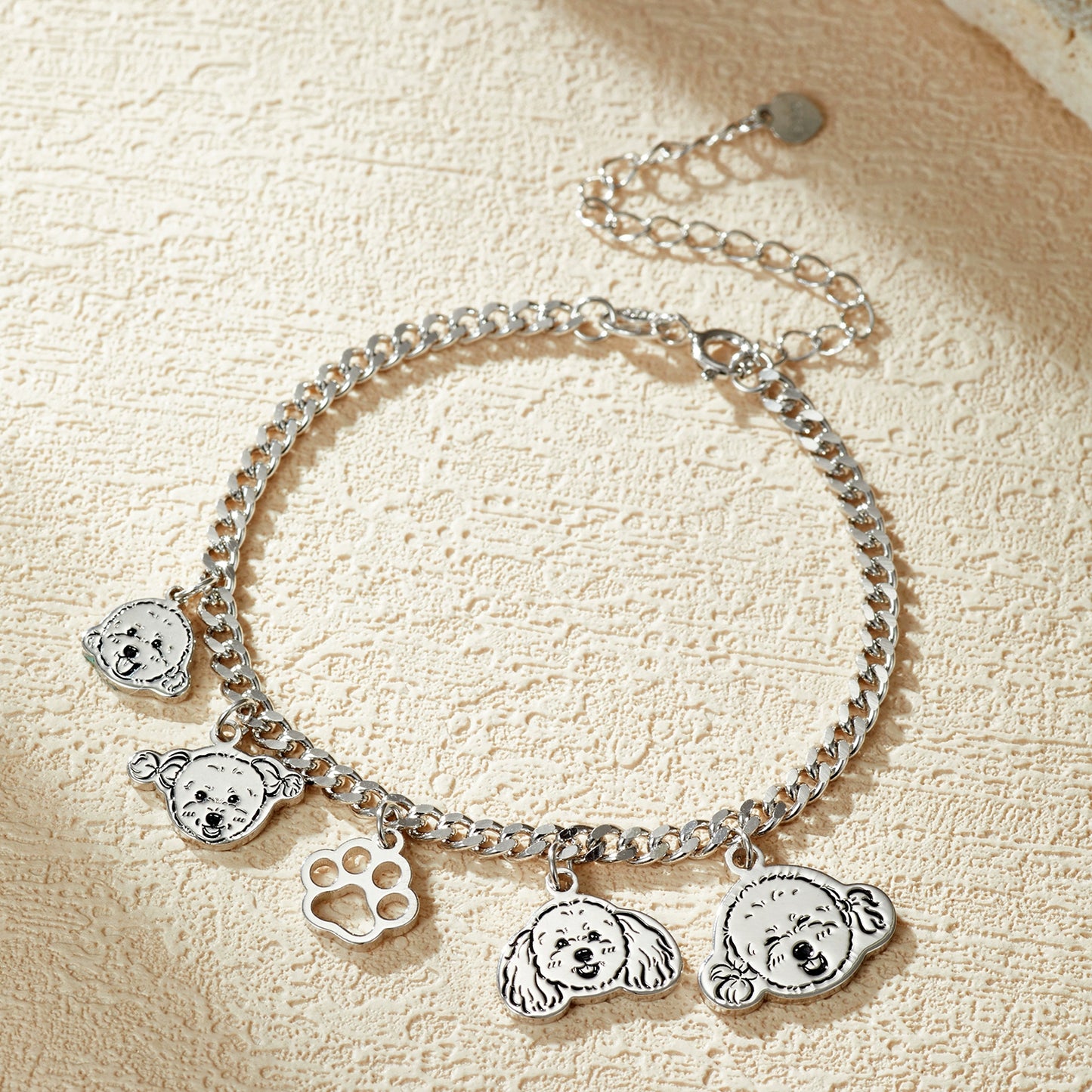 (3 WEEKS WAIT) Pet bracelet, sterling silver custom, DIY dog and cat avatar, photo pendant lettering