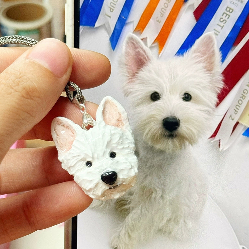 (1.5 MONTHS WAIT) Pet custom necklace, come to picture customization, dog cat rabbit bird souvenir, clay pure handmade