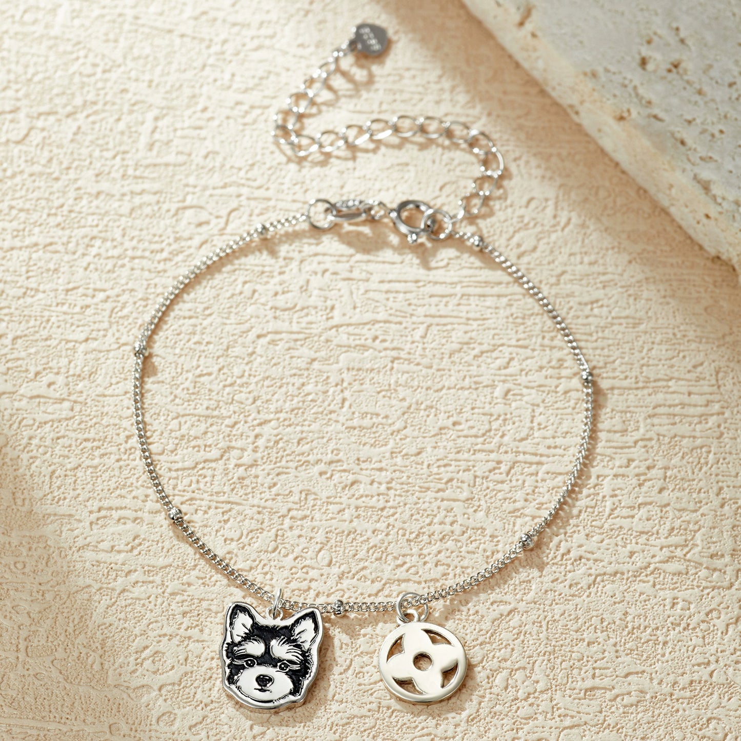 (3 WEEKS WAIT) Pet bracelet, sterling silver custom, DIY dog and cat avatar, photo pendant lettering