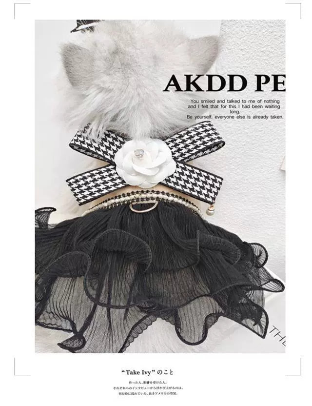 Hand-made cat/dog vest type leash, anti-break free small dog chest strap, princess dress clothes