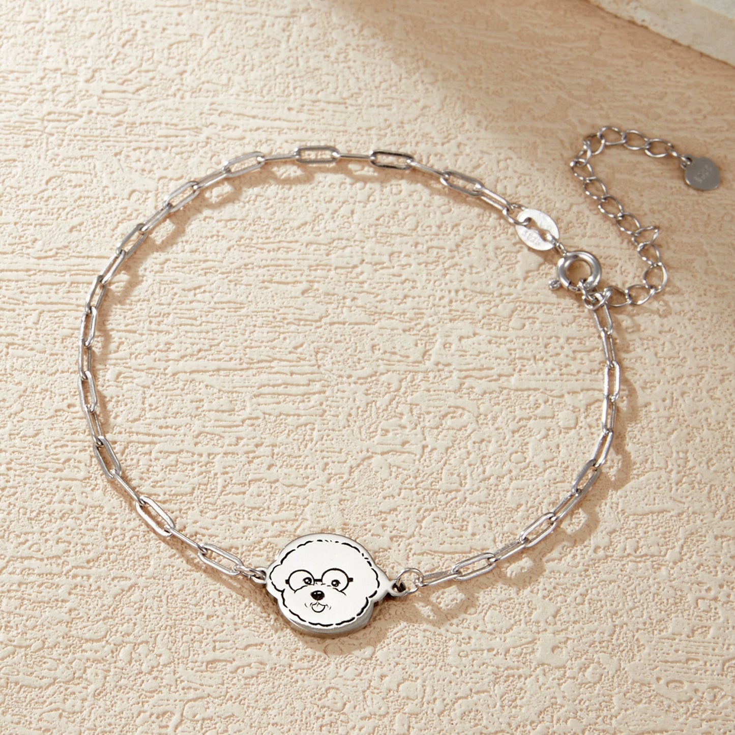 (3 WEEKS WAIT) Pet bracelet, sterling silver custom, DIY dog and cat avatar, photo pendant lettering