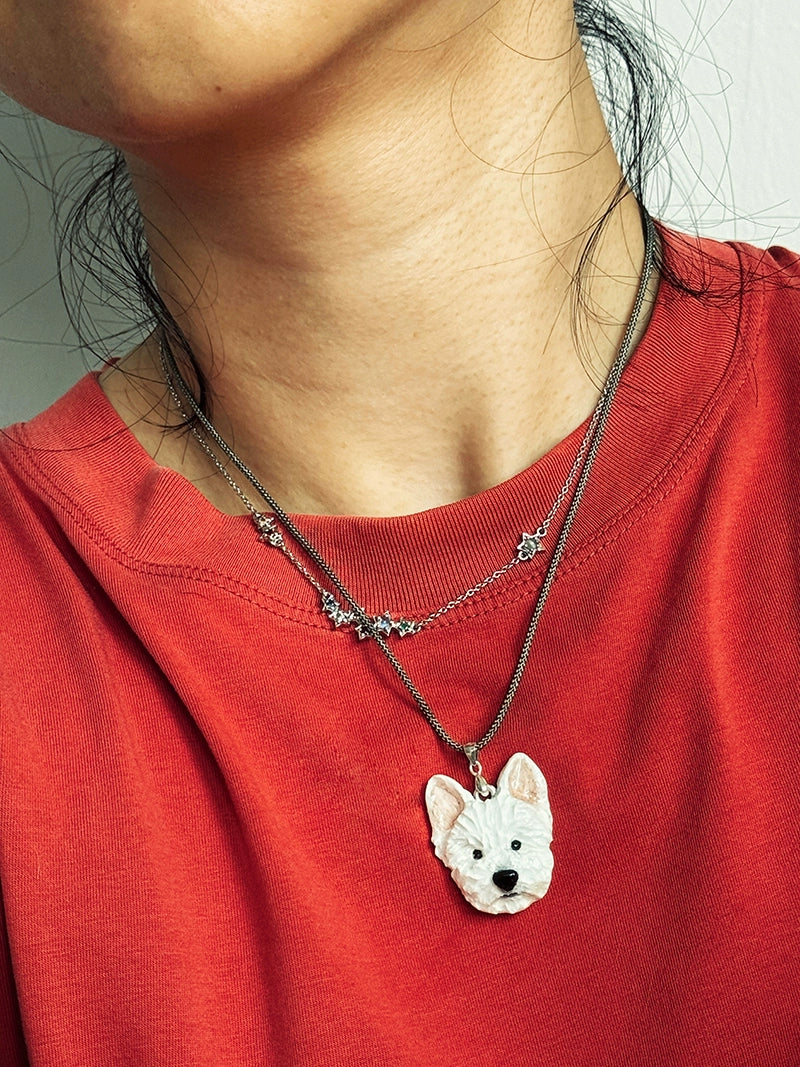 (1.5 MONTHS WAIT) Pet custom necklace, come to picture customization, dog cat rabbit bird souvenir, clay pure handmade