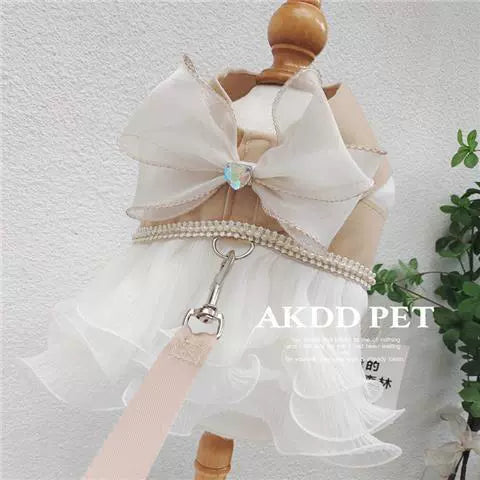 Hand-made cat/dog vest type leash, anti-break free small dog chest strap, princess dress clothes
