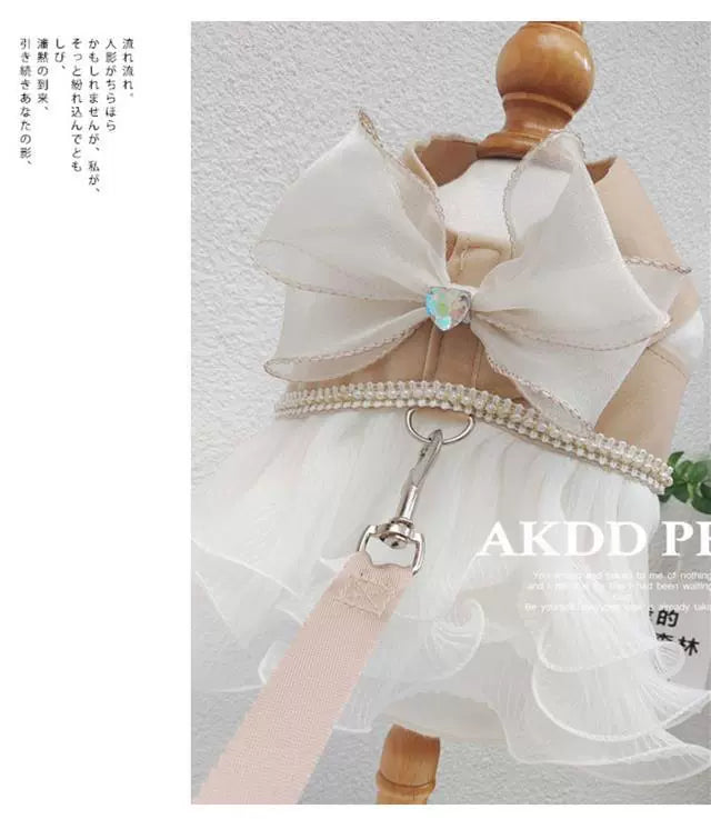 Hand-made cat/dog vest type leash, anti-break free small dog chest strap, princess dress clothes