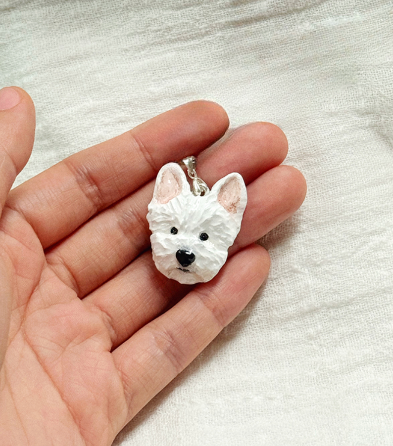 (1.5 MONTHS WAIT) Pet custom necklace, come to picture customization, dog cat rabbit bird souvenir, clay pure handmade