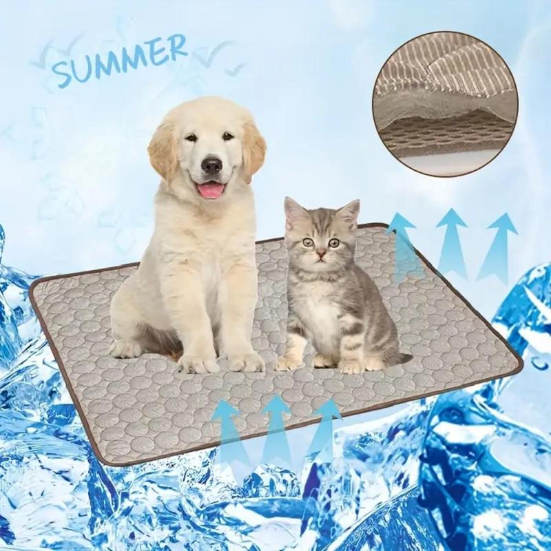 Portable Pet Cooling Mat, Breathable Pet Bed with Gel Ice Bricks, Summer Cooling Pad for Outdoor, Car Seat, Dog & Cat Furniture