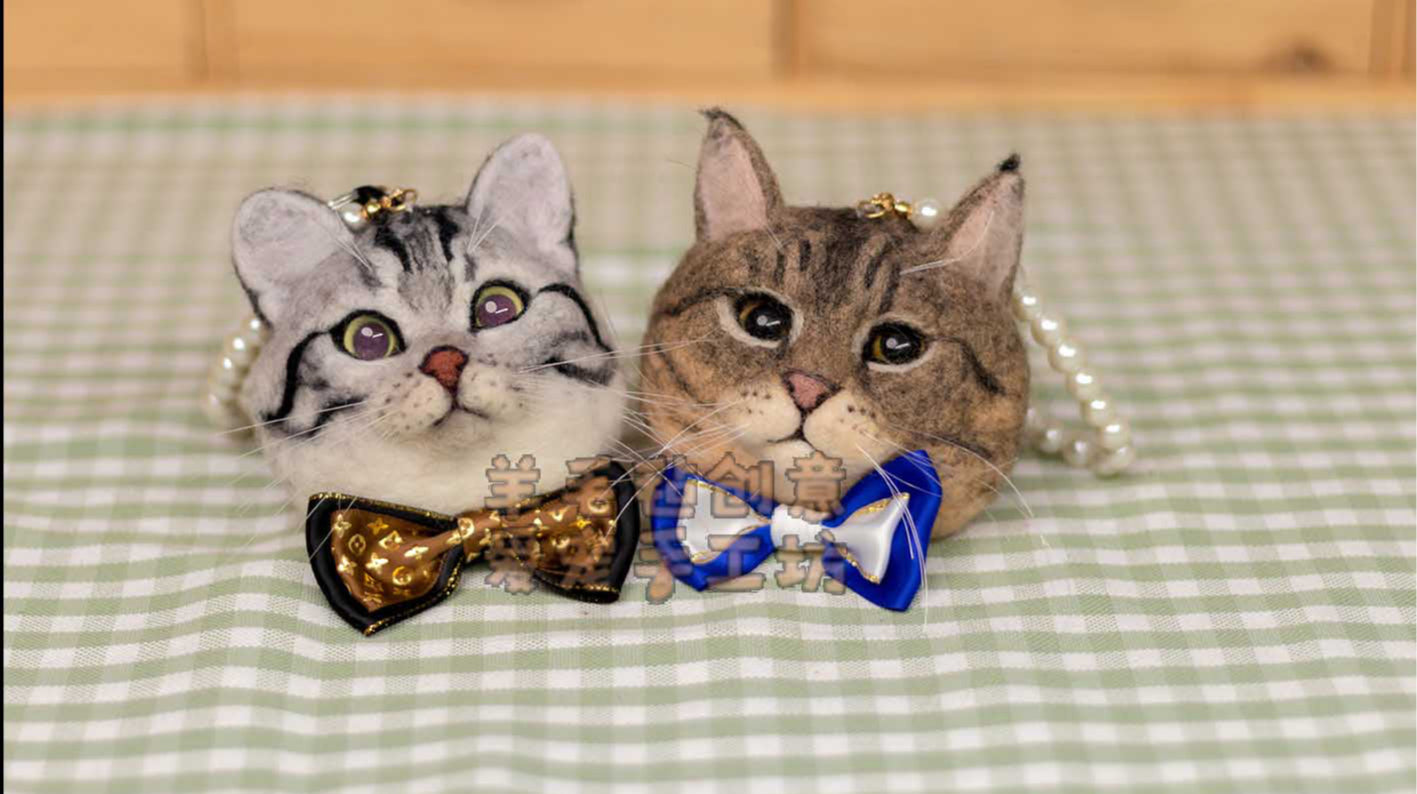 (1.5 MONTHS WAIT) Cat and dog avatar simulation custom DIY doll needle stick finished key ring bag hanging | Creative Pet Handicraft Workshop