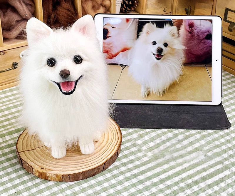 (1.5 MONTHS WAIT) Full body customization, wool felt DIY, simulated pet cat and puppy, gift living room ornament