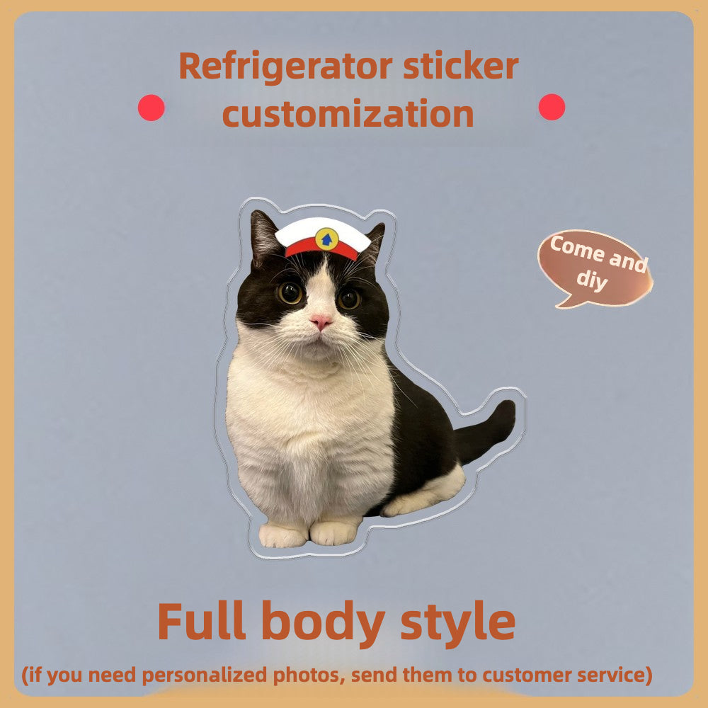 (1 WEEK WAIT) Customized photo, acrylic refrigerator sticker, pet kitten dog, magnet sticker custom