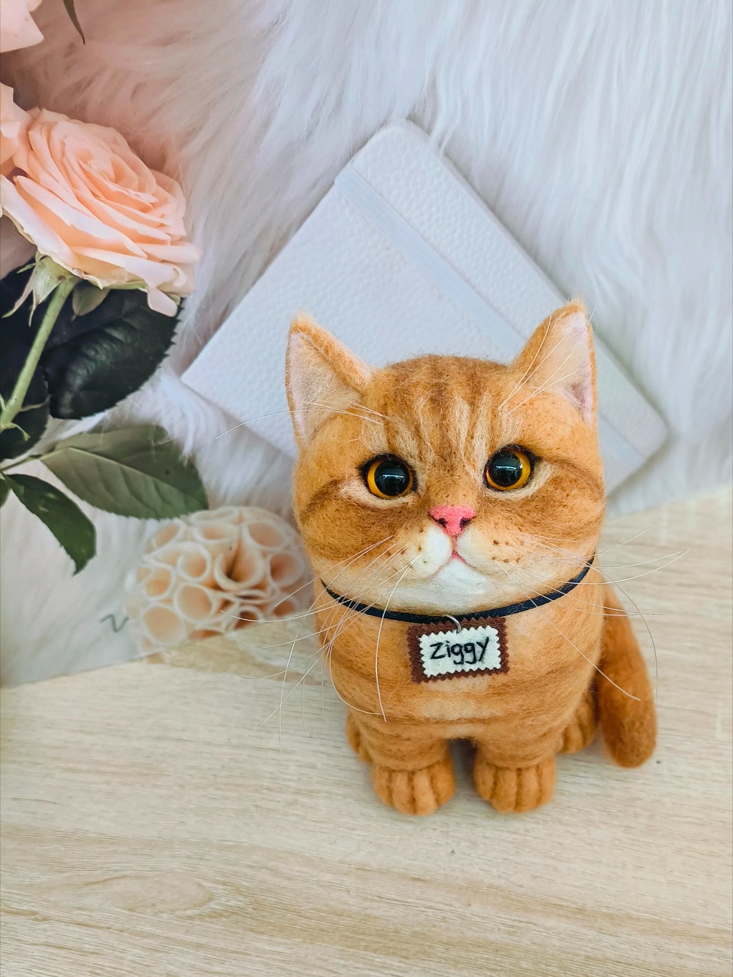 (1.5 MONTHS WAIT) Full body customization, wool felt DIY, simulated pet cat and puppy, gift living room ornament