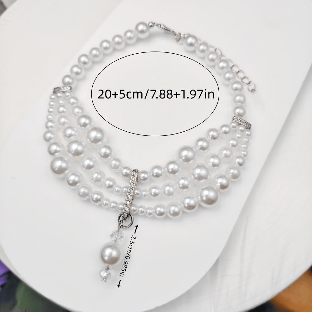 Three-layer ABS pearl cute cat collar, necklace, crystal pendant, suitable for small dogs and cats
