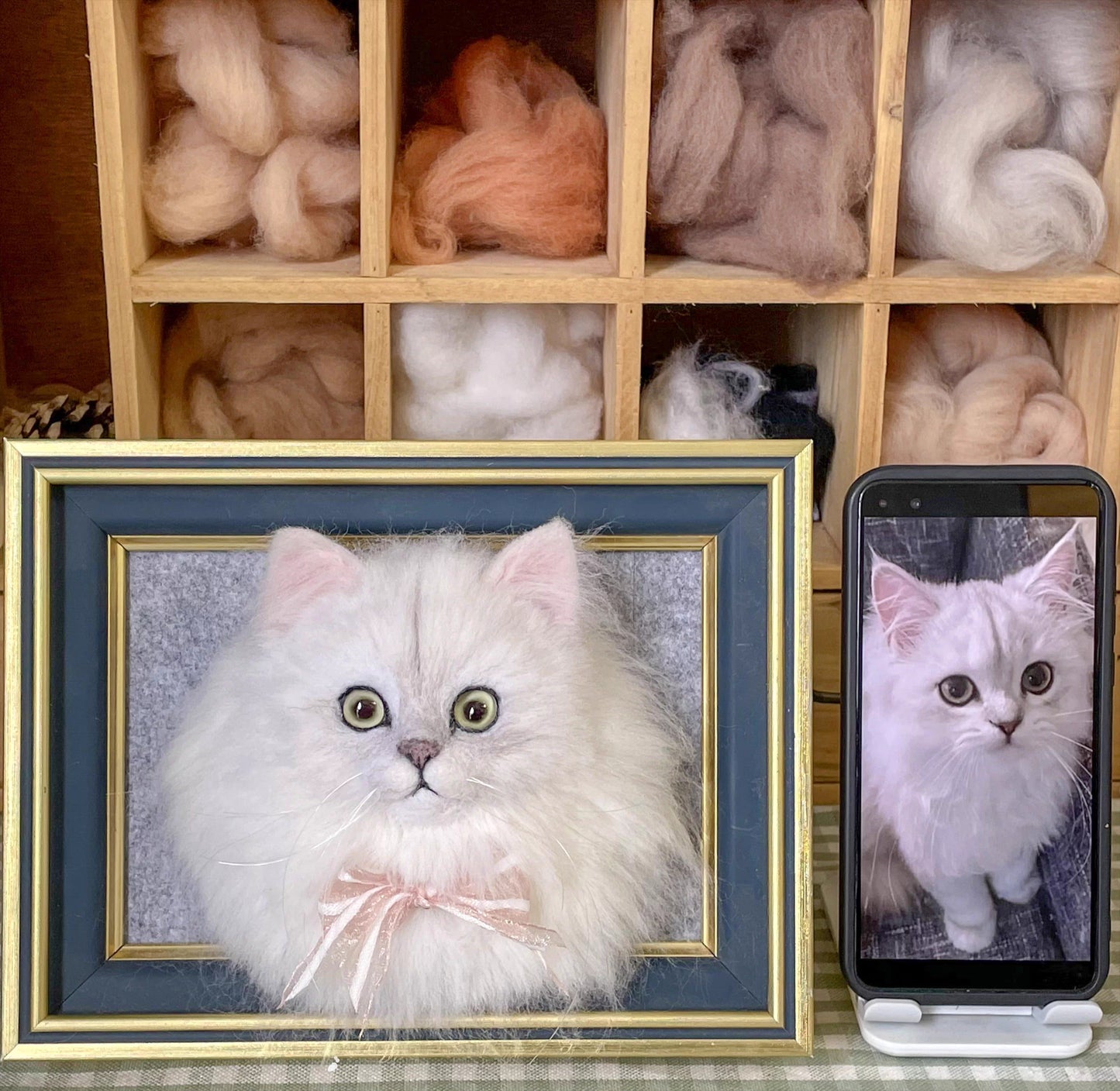 (1.5 MONTHS WAIT) Wool felt simulation pet customized commemorative gifts, DIY handmade poking music, cat and dog finished products, exquisite photo frames | Creative Pet Handicraft Workshop