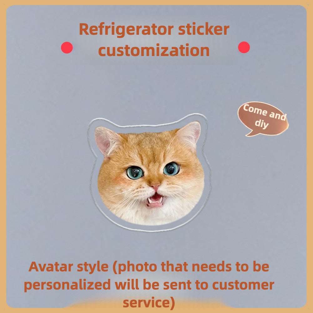 (1 WEEK WAIT) Customized photo, acrylic refrigerator sticker, pet kitten dog, magnet sticker custom