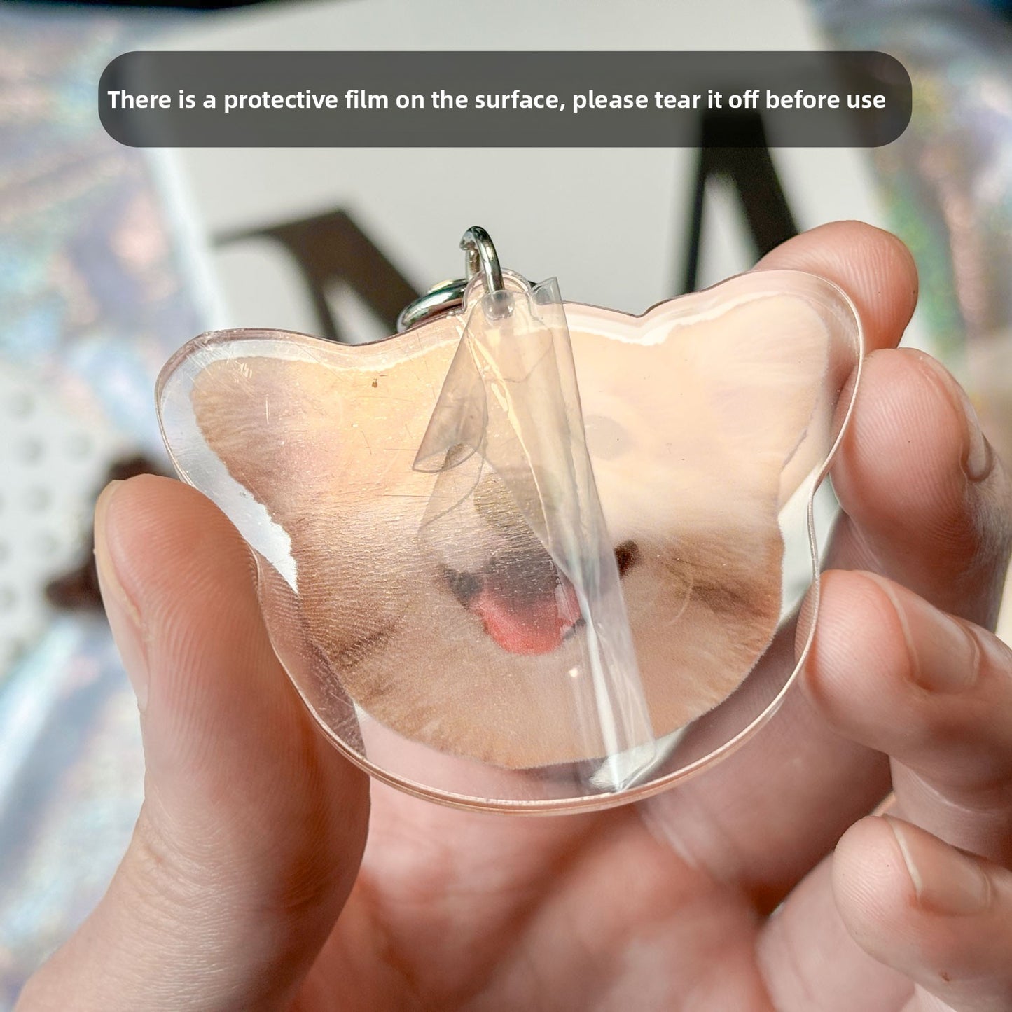 (1 WEEK WAIT) Pet keychain, custom acrylic photo, cat and dog pendant souvenir, transparent keychain