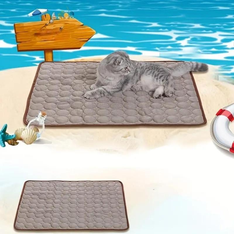 Portable Pet Cooling Mat, Breathable Pet Bed with Gel Ice Bricks, Summer Cooling Pad for Outdoor, Car Seat, Dog & Cat Furniture