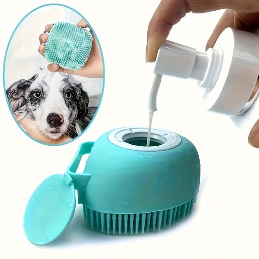Gentle Silicone 2pcs Pet Shampoo Brush - Massage And Grooming Tool With Shampoo Storage For Dogs And Cats