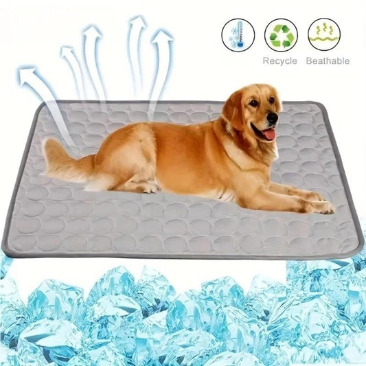Portable Pet Cooling Mat, Breathable Pet Bed with Gel Ice Bricks, Summer Cooling Pad for Outdoor, Car Seat, Dog & Cat Furniture