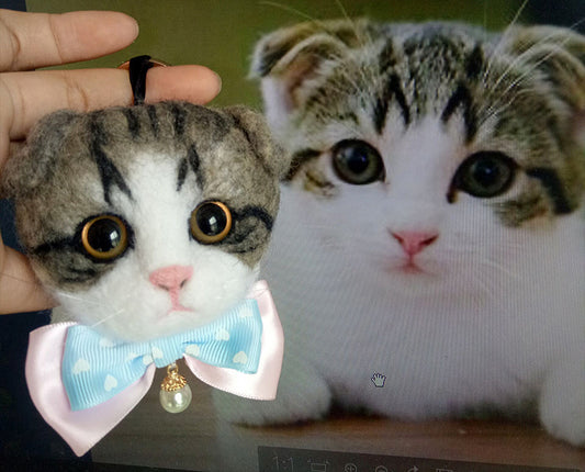 (1.5 MONTHS WAIT) Cat and dog avatar simulation custom DIY doll needle stick finished key ring bag hanging | Creative Pet Handicraft Workshop